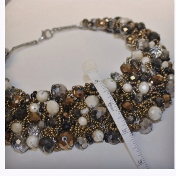 One of A Kind Handmade Bling Statement Beaded Collar Choker Necklace - Picture 6 of 7